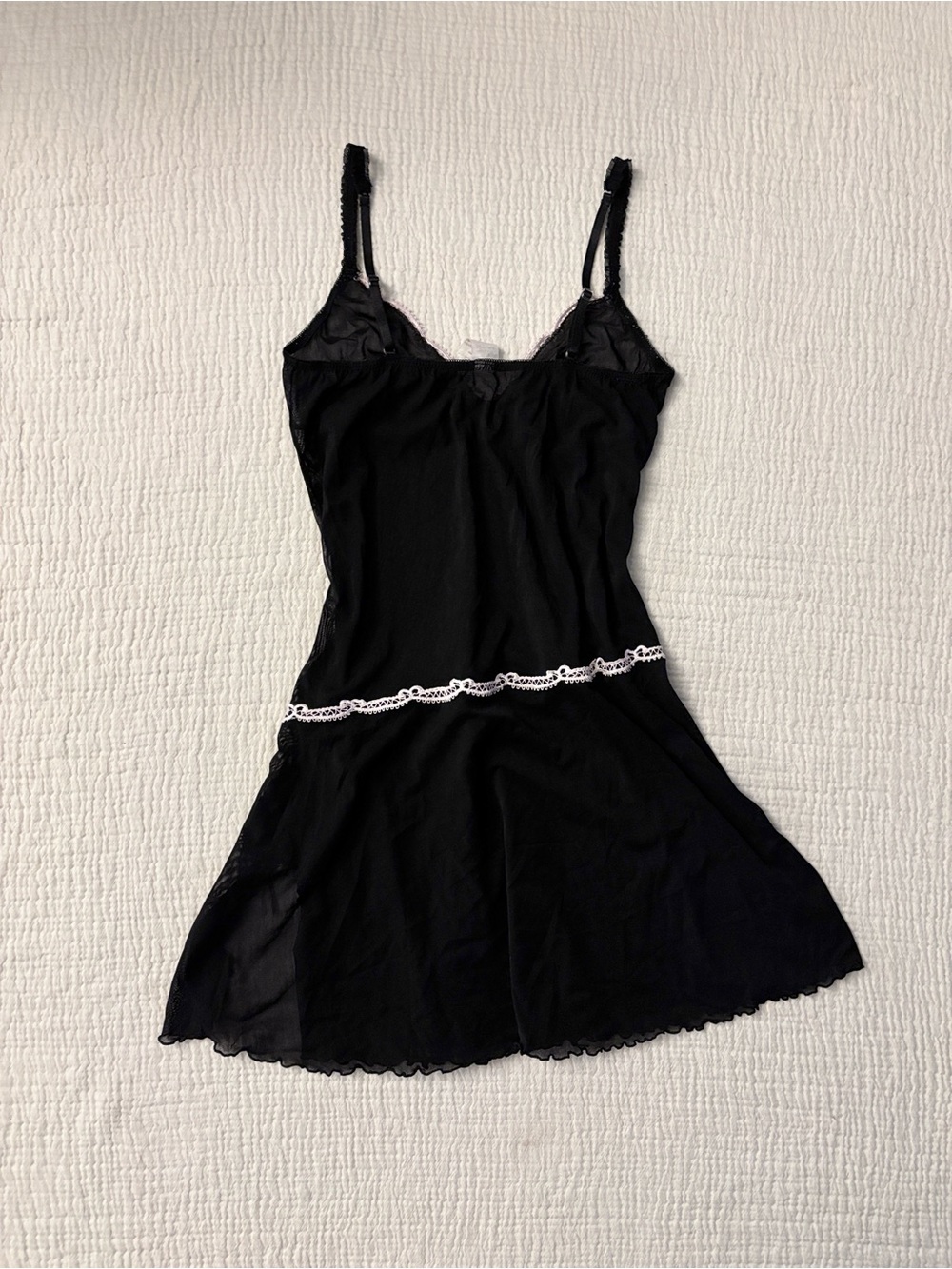 Vintage black coquette fairy bow babydoll lace trim chemise - Picture 2 of 5